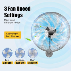 SOARS Ventilateur Mural φ56 CM 120W, Vitesses, Angle Vertical 30° & Angle Horizontal Automatique 85°, Ventilateur Industriel pou
