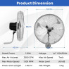 SOARS Ventilateur Mural φ56 CM 120W, Vitesses, Angle Vertical 30° & Angle Horizontal Automatique 85°, Ventilateur Industriel pou