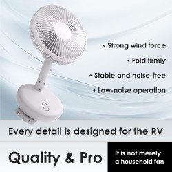 ZOIZ Ventilateur mural pour RV/voiture/yacht : rotation de la tête à 180°, inclinaison à 90° et oscillation automatique à 100° -