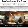 ZOIZ Ventilateur mural pour RV/voiture/yacht : rotation de la tête à 180°, inclinaison à 90° et oscillation automatique à 100° -