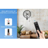 Ventilateur Mural Extérieur 60 cm avec Télécommande, Ventilateur Oscillant 4 Vitesses, Moteur DC Sans Balais Étanche, Ventilateu