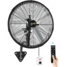 Ventilateur Mural Extérieur 50 cm avec Télécommande, Ventilateur Oscillant 4 Vitesses, Moteur DC Sans Balais Étanche, Ventilateu