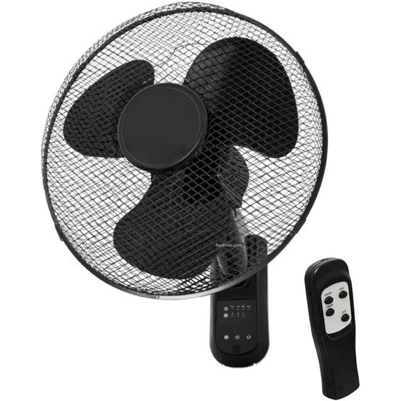 GROWMANIA Ventilateur mural avec télécommande 45 W Ventilateur puissant et silencieux 3 vitesses et minuteur Tête oscillante 90°