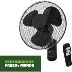 GROWMANIA Ventilateur mural avec télécommande 45 W Ventilateur puissant et silencieux 3 vitesses et minuteur Tête oscillante 90°