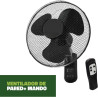 GROWMANIA Ventilateur mural avec télécommande 45 W Ventilateur puissant et silencieux 3 vitesses et minuteur Tête oscillante 90°