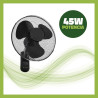 GROWMANIA Ventilateur mural avec télécommande 45 W Ventilateur puissant et silencieux 3 vitesses et minuteur Tête oscillante 90°