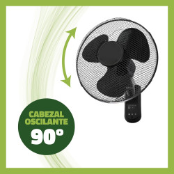 GROWMANIA Ventilateur mural avec télécommande 45 W Ventilateur puissant et silencieux 3 vitesses et minuteur Tête oscillante 90°