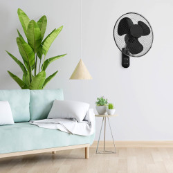 GROWMANIA Ventilateur mural avec télécommande 45 W Ventilateur puissant et silencieux 3 vitesses et minuteur Tête oscillante 90°