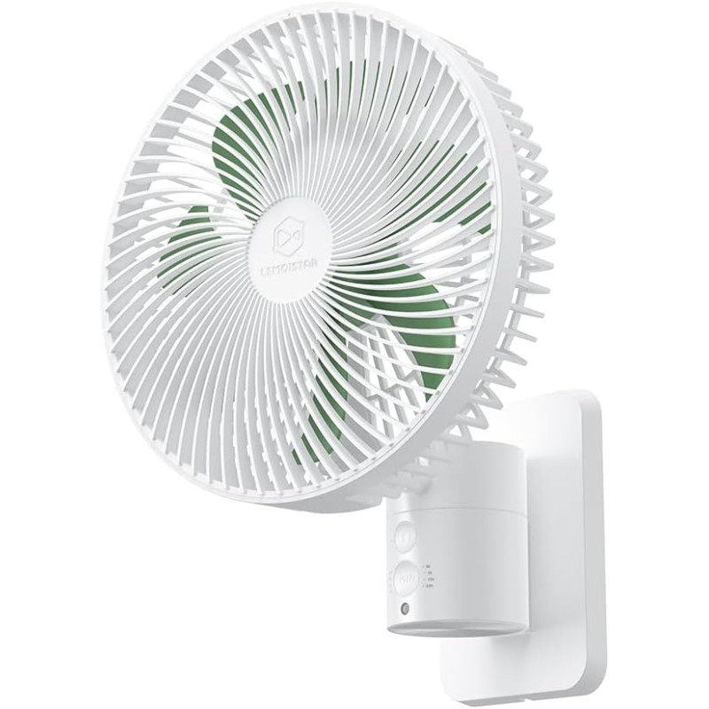 Ventilateur mural oscillant de 20,3 cm avec télécommande, minuterie et 4 réglages de vitesse, inclinaison réglable, cordon de 17