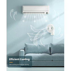 Ventilateur mural oscillant de 20,3 cm avec télécommande, minuterie et 4 réglages de vitesse, inclinaison réglable, cordon de 17
