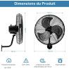 GOPLUS Ventilateur Mural Industriel Ø56CM, 3 Vitesses, 3 Pales Aluminium, 3270CFM, Ventilateur avec Inclinaison 30° & Oscillatio