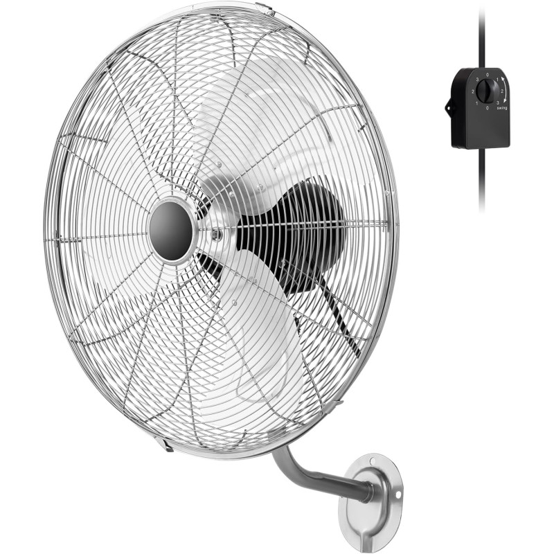 GOPLUS Ventilateur Mural φ56cm avec 3 Pales Aluminium, Ventilateur 3 Vitesses, Inclinaison 30° & Oscillation 85°, Grille Sécurit