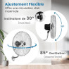 GOPLUS Ventilateur Mural φ56cm avec 3 Pales Aluminium, Ventilateur 3 Vitesses, Inclinaison 30° & Oscillation 85°, Grille Sécurit