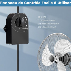 GOPLUS Ventilateur Mural φ56cm avec 3 Pales Aluminium, Ventilateur 3 Vitesses, Inclinaison 30° & Oscillation 85°, Grille Sécurit