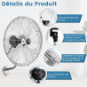 GOPLUS Ventilateur Mural φ56cm avec 3 Pales Aluminium, Ventilateur 3 Vitesses, Inclinaison 30° & Oscillation 85°, Grille Sécurit