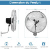 GOPLUS Ventilateur Mural φ56cm avec 3 Pales Aluminium, Ventilateur 3 Vitesses, Inclinaison 30° & Oscillation 85°, Grille Sécurit