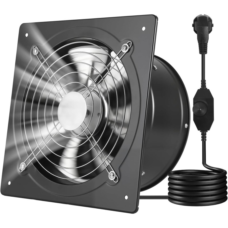VEVOR Ventilateur Extraction Mural 25,4 cm Ventilateur Extracteur 1678 m³/h Extracteur d'Air pour Grenier, Garage, Sous-sol, Ate