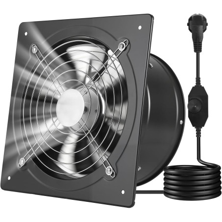 VEVOR Ventilateur Extraction Mural 25,4 cm Ventilateur Extracteur 1678 m³/h Extracteur d'Air pour Grenier, Garage, Sous-sol, Ate
