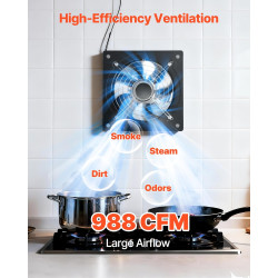 VEVOR Ventilateur Extraction Mural 25,4 cm Ventilateur Extracteur 1678 m³/h Extracteur d'Air pour Grenier, Garage, Sous-sol, Ate