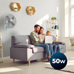 Cecotec Ventilateur Mural EnergySilence 4500 Power Wall, 50W, Diamètre 45 cm (18"), 4 Pales Aérodynamiques, Interrupteur Chaînet