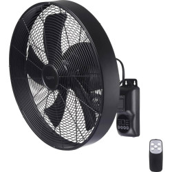 sygonix SY-6661434 Ventilateur Mural 50 W (Ø x H) 45 cm x 45.5 cm Noir avec télécommande, oscillant, minuteur, pivotant