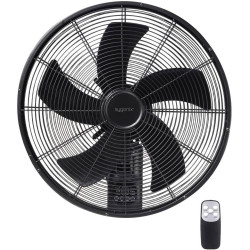 sygonix SY-6661434 Ventilateur Mural 50 W (Ø x H) 45 cm x 45.5 cm Noir avec télécommande, oscillant, minuteur, pivotant