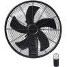 sygonix SY-6661434 Ventilateur Mural 50 W (Ø x H) 45 cm x 45.5 cm Noir avec télécommande, oscillant, minuteur, pivotant