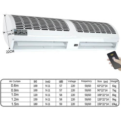Rideau d'air De Porte Commerciale, Réglable À 2 Vitesses, Faible Bruit, Grand Volume d'air, Silencieux, 220V, 60/90/100/120/150c