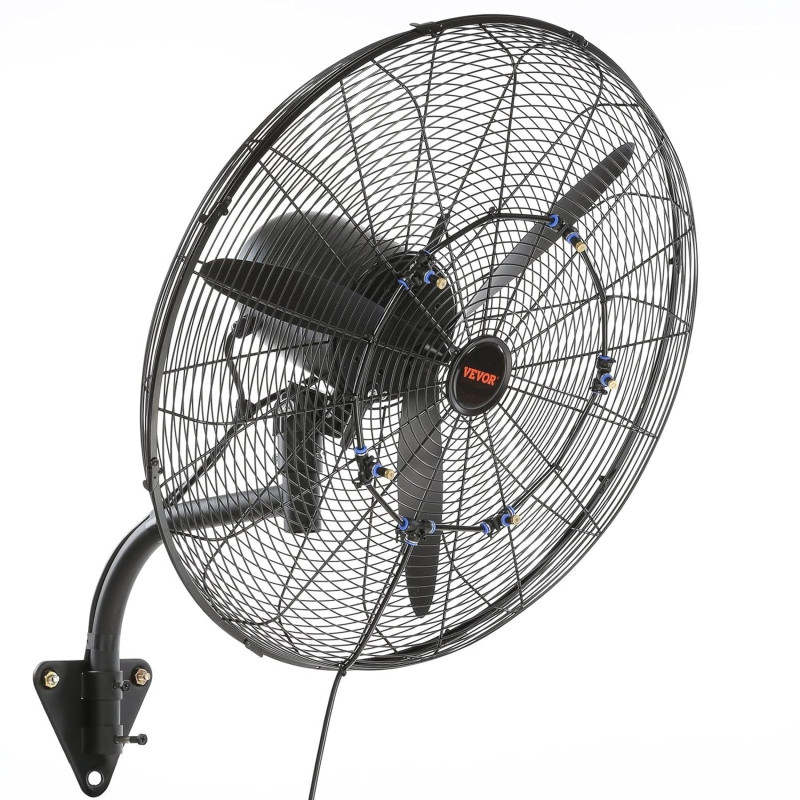 VEVOR Ventilateur brumisateur mural, 61,6 cm, ventilateur industriel oscillant étanche, 3 vitesses, 7000 CFM, ventilateur commer