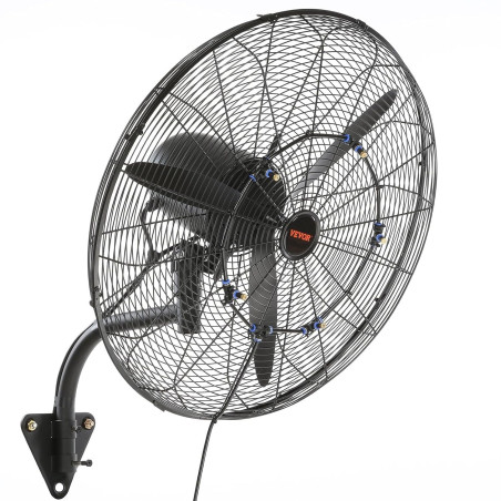 VEVOR Ventilateur brumisateur mural, 61,6 cm, ventilateur industriel oscillant étanche, 3 vitesses, 7000 CFM, ventilateur commer
