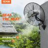 VEVOR Ventilateur brumisateur mural, 61,6 cm, ventilateur industriel oscillant étanche, 3 vitesses, 7000 CFM, ventilateur commer
