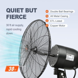 VEVOR Ventilateur brumisateur mural, 61,6 cm, ventilateur industriel oscillant étanche, 3 vitesses, 7000 CFM, ventilateur commer
