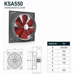 UZMAN Ventilateur axial mural haute performance - Ventilateur axial industriel - Pour fenêtre - 300 mm, 350 mm, 400 mm, 450 mm, 