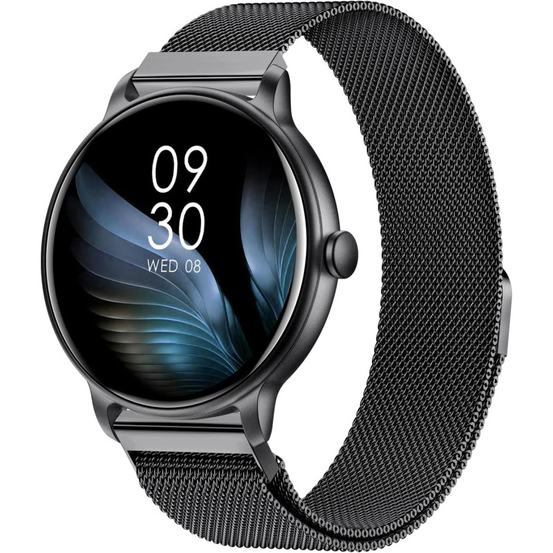 Acclafit montre connectée femme homme avec appel bleutooth, smartwatch ronde 1,38" avec 147+ modes sportifs, cardiofréquencemètr