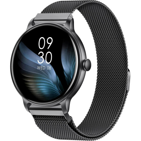 Acclafit montre connectée femme homme avec appel bleutooth, smartwatch ronde 1,38" avec 147+ modes sportifs, cardiofréquencemètr