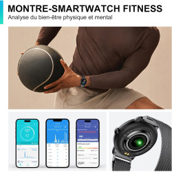 Acclafit montre connectée femme homme avec appel bleutooth, smartwatch ronde 1,38" avec 147+ modes sportifs, cardiofréquencemètr