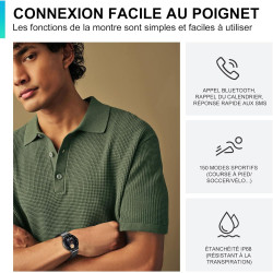 Acclafit montre connectée femme homme avec appel bleutooth, smartwatch ronde 1,38" avec 147+ modes sportifs, cardiofréquencemètr