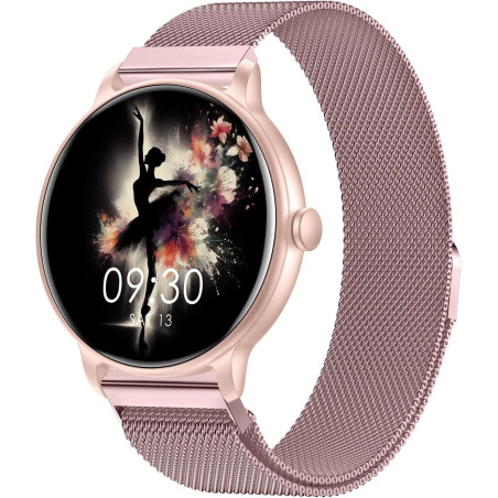 Acclafit montre connectée femme homme avec appel bleutooth, smartwatch ronde 1,38" avec 147+ modes sportifs, cardiofréquencemètr