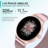 Acclafit montre connectée femme homme avec appel bleutooth, smartwatch ronde 1,38" avec 147+ modes sportifs, cardiofréquencemètr