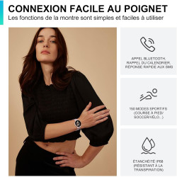 Acclafit montre connectée femme homme avec appel bleutooth, smartwatch ronde 1,38" avec 147+ modes sportifs, cardiofréquencemètr