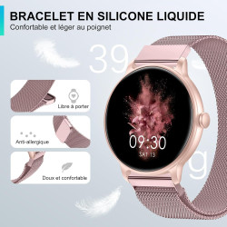 Acclafit montre connectée femme homme avec appel bleutooth, smartwatch ronde 1,38" avec 147+ modes sportifs, cardiofréquencemètr