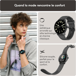 Acclafit montre connectée femme homme avec appel bleutooth, smartwatch ronde 1,38" avec 147+ modes sportifs, cardiofréquencemètr