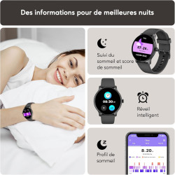 Acclafit montre connectée femme homme avec appel bleutooth, smartwatch ronde 1,38" avec 147+ modes sportifs, cardiofréquencemètr