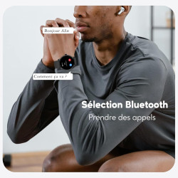 Acclafit montre connectée femme homme avec appel bleutooth, smartwatch ronde 1,38" avec 147+ modes sportifs, cardiofréquencemètr