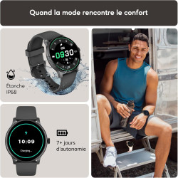 Acclafit montre connectée femme homme avec appel bleutooth, smartwatch ronde 1,38" avec 147+ modes sportifs, cardiofréquencemètr