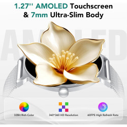 Montre connectée femme amoled 1,27 pouces hd, smartwatch bleutooth 5.4, montre intelligente femme, 120+ modes sport, 200+ cadran
