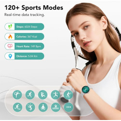 Montre connectée femme amoled 1,27 pouces hd, smartwatch bleutooth 5.4, montre intelligente femme, 120+ modes sport, 200+ cadran