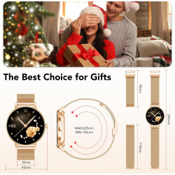Montre connectée femme amoled 1,27 pouces hd, smartwatch bleutooth 5.4, montre intelligente femme, 120+ modes sport, 200+ cadran