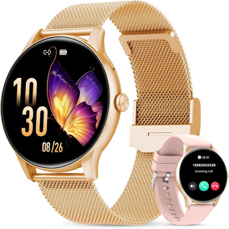 Montre connectée femme avec appel bleutooth 5.4, smartwatch fonction féminine 1.39" hd, 120+ modes sportifs, 200+ cadrans person