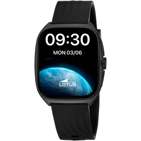LOTUS Smartwatch Homme Femme - Montre Connectée Unisexe Bracelet Silicone Noir - Étanche IP65 - Commande Vocale IA, Contrôle Mus
